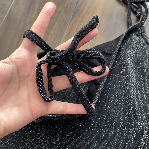 Fashion Nova Sparkly Black Tie Strap Tank Bodysuit - Picture 11 of 15